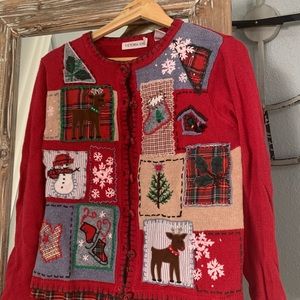 Vintage Ugly Christmas Sweater Cardigan